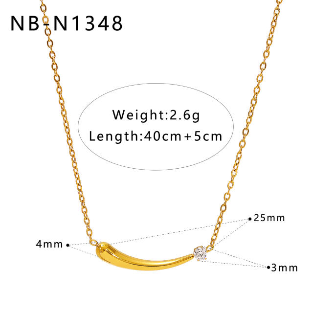 Dainty pearl cubic zircon inlaid easy match diamond necklace stainless steel necklace