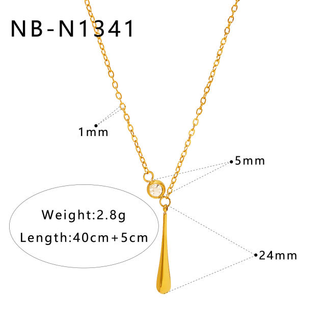 Dainty pearl cubic zircon inlaid easy match diamond necklace stainless steel necklace