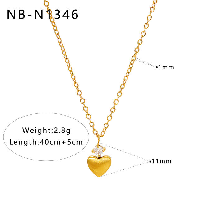 Dainty pearl cubic zircon inlaid easy match diamond necklace stainless steel necklace