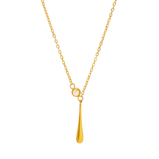 Dainty pearl cubic zircon inlaid easy match diamond necklace stainless steel necklace