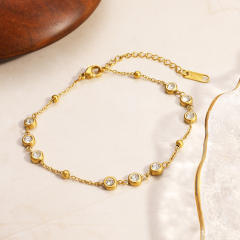 Easy match cubic zircon inlaid diamond stainless steel bracelet