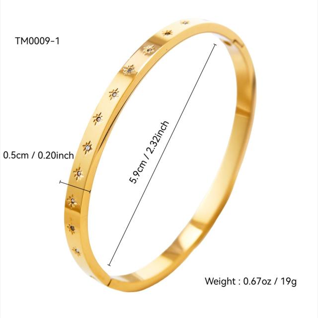 Elegant Cute Hand Jewelry Stainless Steel bangle Plated 18K Heart Diamond Bracelet for Women