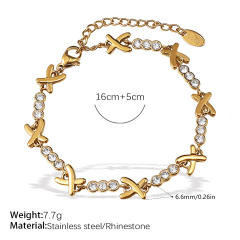 Luxury X-Shaped Inlaid cubic zircon Stainless Steel bracelet necklace Plated 18K jewelry for Women