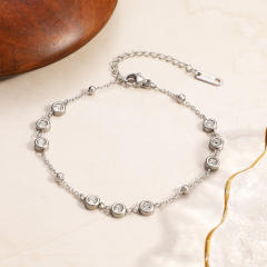 Easy match cubic zircon inlaid diamond stainless steel bracelet