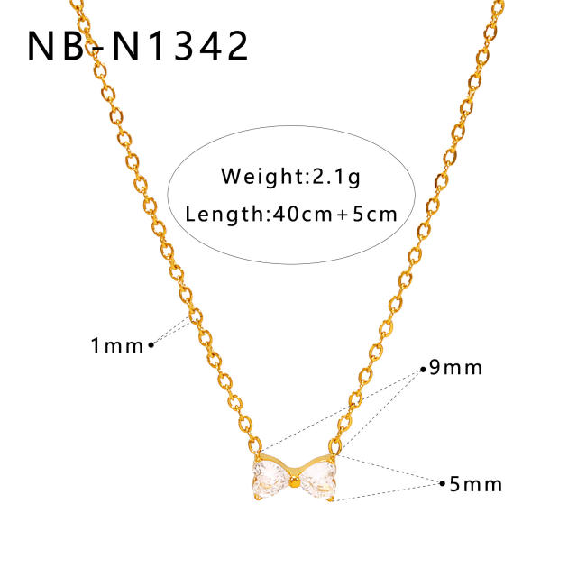 Dainty pearl cubic zircon inlaid easy match diamond necklace stainless steel necklace