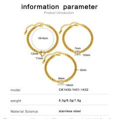 Hot sale diamond heart circle cuban chain stainless steel bracelet