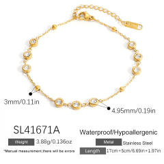 Easy match cubic zircon inlaid diamond stainless steel bracelet