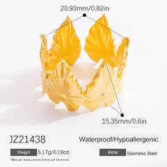 Simple hollow out flower leafs stainless steel rings