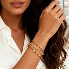 Easy match cubic zircon inlaid diamond stainless steel bracelet