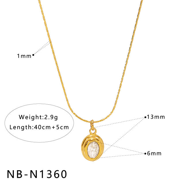 Dainty pearl cubic zircon inlaid easy match diamond necklace stainless steel necklace