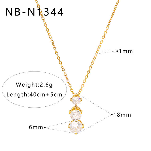 Dainty pearl cubic zircon inlaid easy match diamond necklace stainless steel necklace
