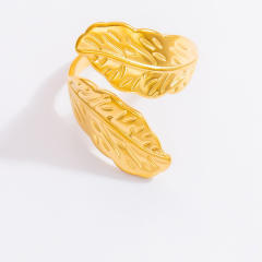 Simple hollow out flower leafs stainless steel rings