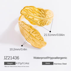 Simple hollow out flower leafs stainless steel rings