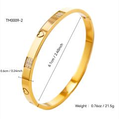 Elegant Cute Hand Jewelry Stainless Steel bangle Plated 18K Heart Diamond Bracelet for Women