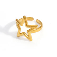 Elegant pearl inlaid Ginkgo leaf geometric line stainless steel rings