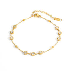 Easy match cubic zircon inlaid diamond stainless steel bracelet