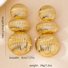 Vintage chunky frosted striped ball bead alloy earrings for women