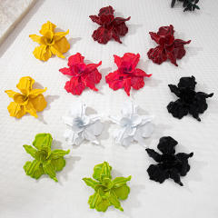 Personality color painting stereo big flower alloy earrings