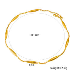 Stainless Steel Tubular Bracelet Necklace 18K Gold Bamboo Knot Stainless steel Necklace Bracelet Set