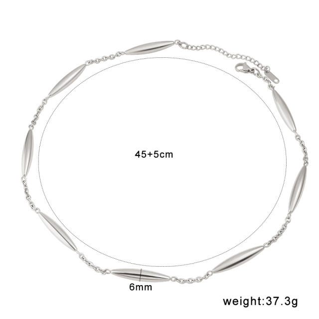 Stainless Steel Tubular Bracelet Necklace 18K Gold Bamboo Knot Stainless steel Necklace Bracelet Set