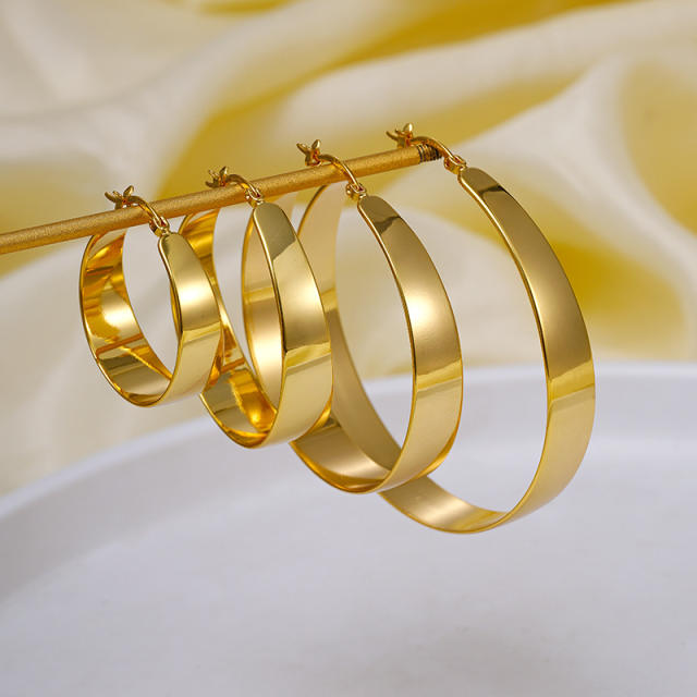 Outer Arc Inner Flat Gradient Big earrings gold plated copper hoop earrings