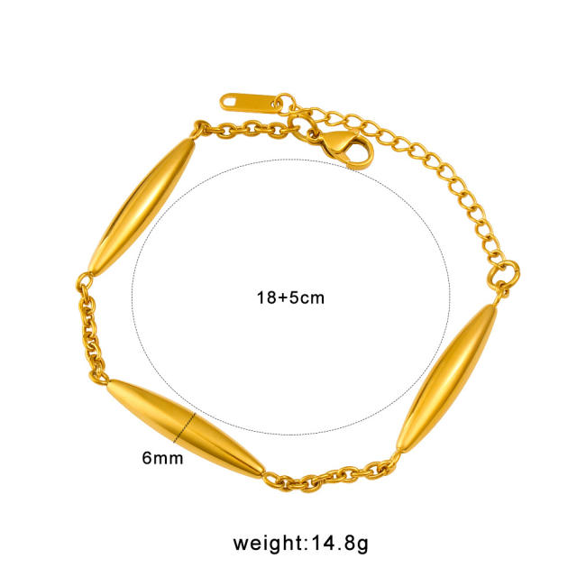 Stainless Steel Tubular Bracelet Necklace 18K Gold Bamboo Knot Stainless steel Necklace Bracelet Set