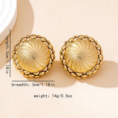 Vintage unique button shape alloy earrings