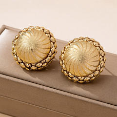 Vintage unique button shape alloy earrings