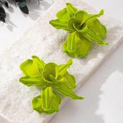 Personality color painting stereo big flower alloy earrings