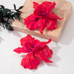 Personality color painting stereo big flower alloy earrings