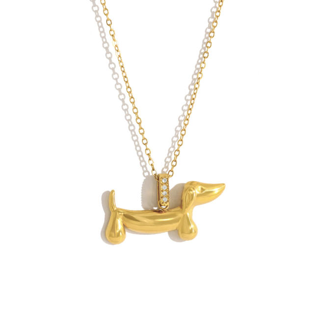 Animal Series Dachshund Pendant stainless steel necklace earrings rings set