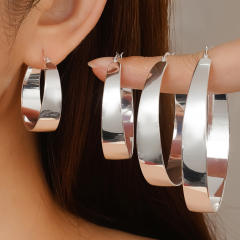 Outer Arc Inner Flat Gradient Big earrings gold plated copper hoop earrings