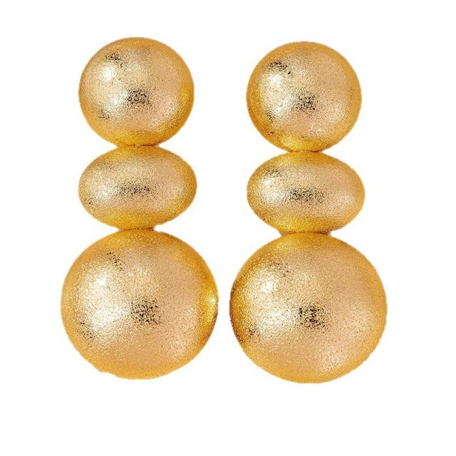 Vintage chunky frosted striped ball bead alloy earrings for women