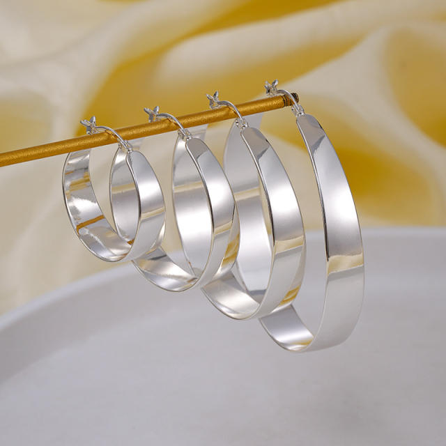 Outer Arc Inner Flat Gradient Big earrings gold plated copper hoop earrings