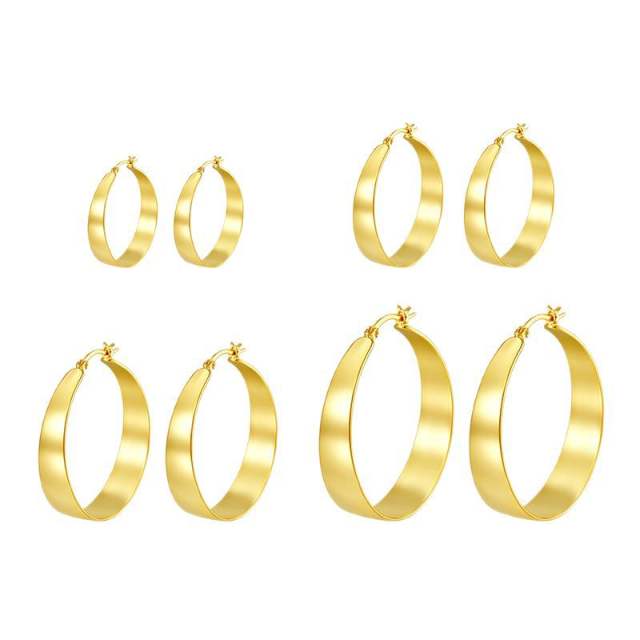 Outer Arc Inner Flat Gradient Big earrings gold plated copper hoop earrings