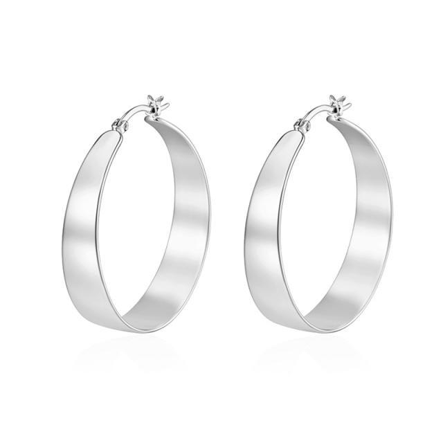 Outer Arc Inner Flat Gradient Big earrings gold plated copper hoop earrings