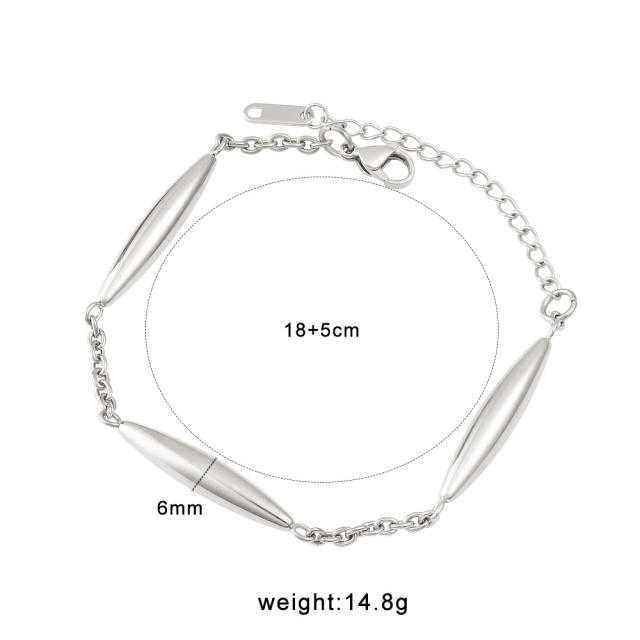 Stainless Steel Tubular Bracelet Necklace 18K Gold Bamboo Knot Stainless steel Necklace Bracelet Set
