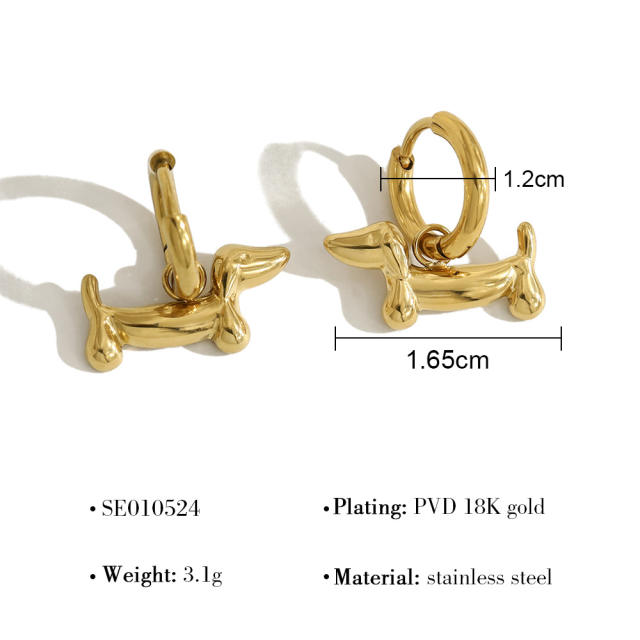 Animal Series Dachshund Pendant stainless steel necklace earrings rings set