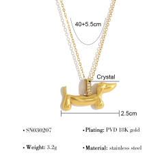 Animal Series Dachshund Pendant stainless steel necklace earrings rings set