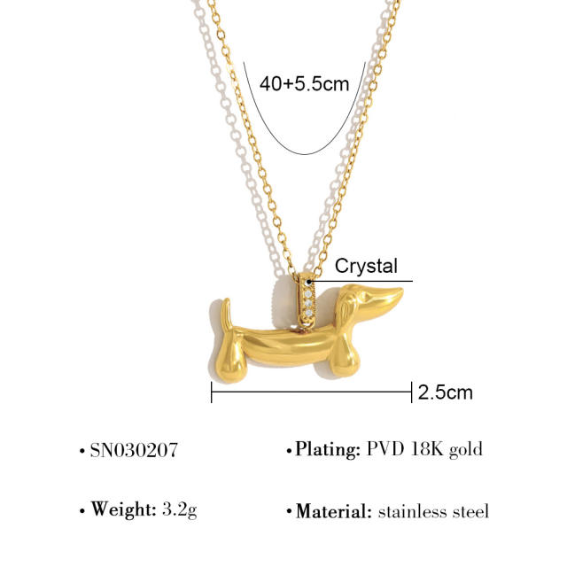 Animal Series Dachshund Pendant stainless steel necklace earrings rings set