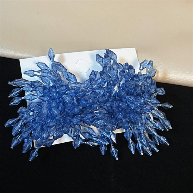 Exaggerated Crystal Fireworks Earrings rings set
