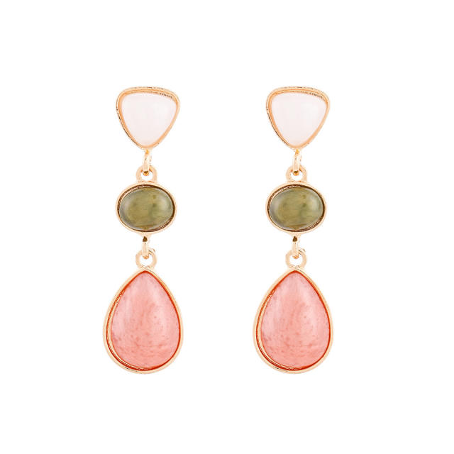 Sweet pink color series enamel flower drop shape earrings collection