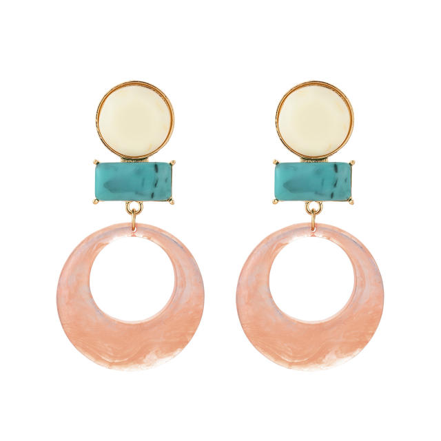Sweet pink color series enamel flower drop shape earrings collection