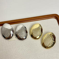 Exaggerated Personality Mesh Texture Oval Simple All-match Women's Earrings
