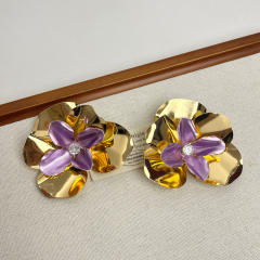 Exaggerated metal Flower Earrings Three-dimensional Ear Studs