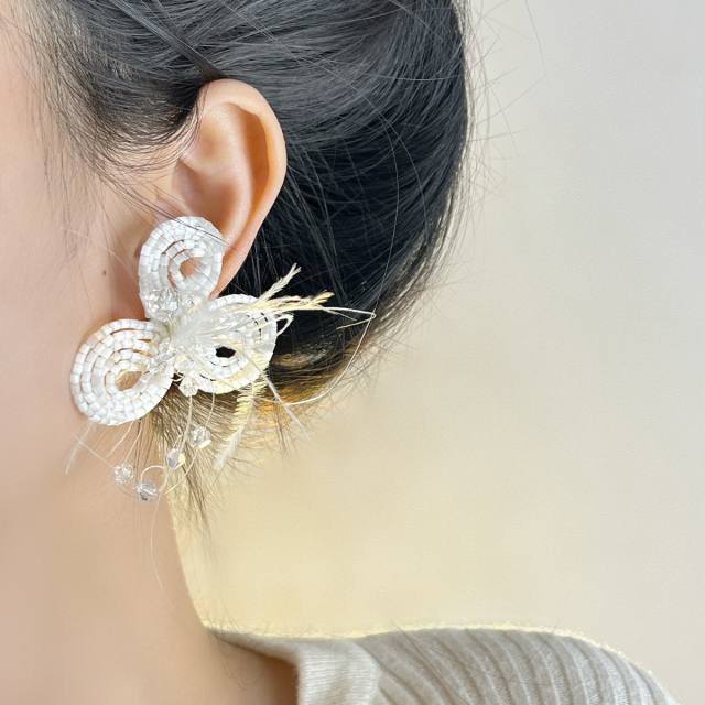 Bohemia handmade beaded flower earrings for women holiday earrings