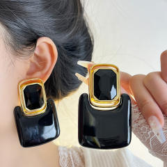Retro smooth geometric square acrylic crystal earrings exaggerated personality long earrings