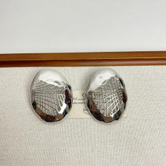 Exaggerated Personality Mesh Texture Oval Simple All-match Women's Earrings