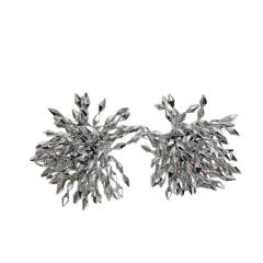 Exaggerated Big Earrings for Dinner Grey Crystal Beaded Fireworks Earrings