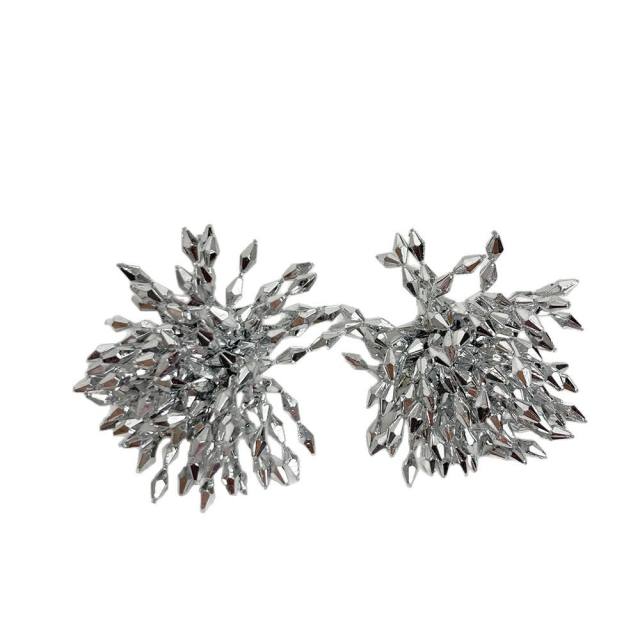 Exaggerated Big Earrings for Dinner Grey Crystal Beaded Fireworks Earrings
